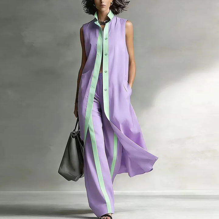 Linen Matching Set Wide Leg Pants and Top Women