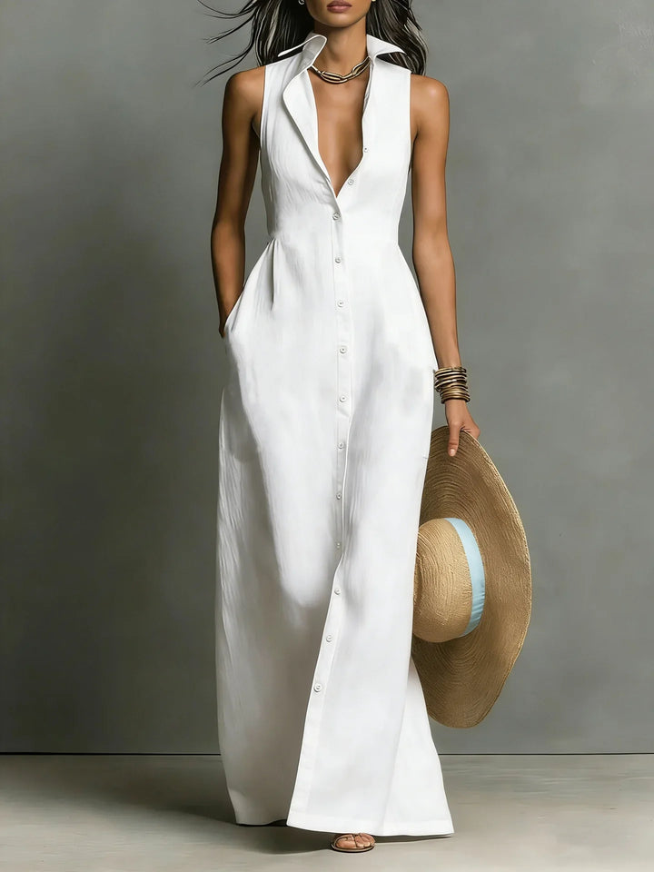 Sleeveless Lapel Shirt Dress for Women