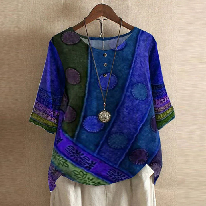 Vintage Floral Blouse Women Relaxed Fit Breathable Casual Elegant