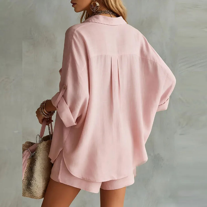 Women Linen Cotton Matching Two Piece Set