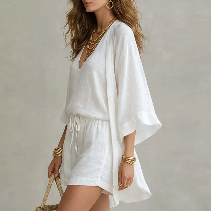Womens Linen 3 Piece Co-ord Set Relaxed Fit