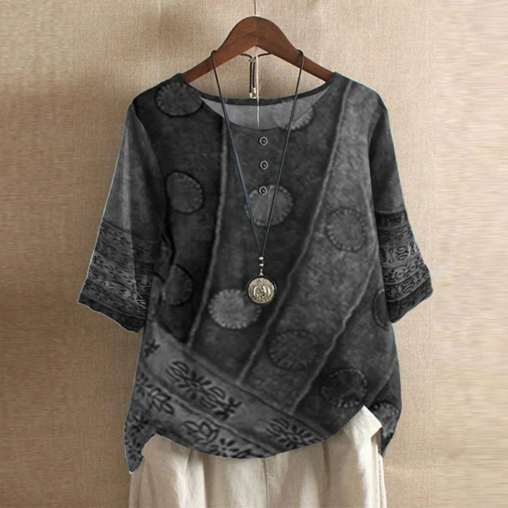 Vintage Floral Blouse Women Relaxed Fit Breathable Casual Elegant
