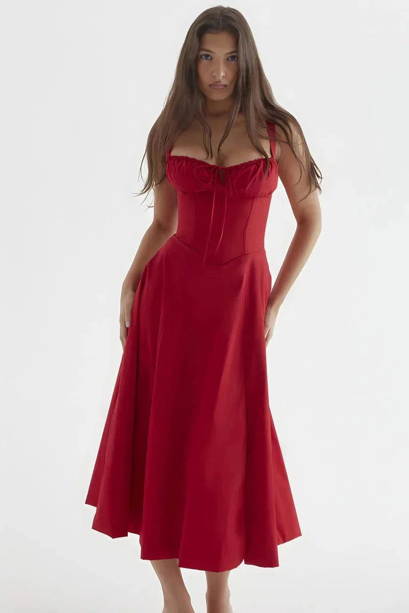 Floral Bustier Maxi Dress Women Corset Ruched Slit