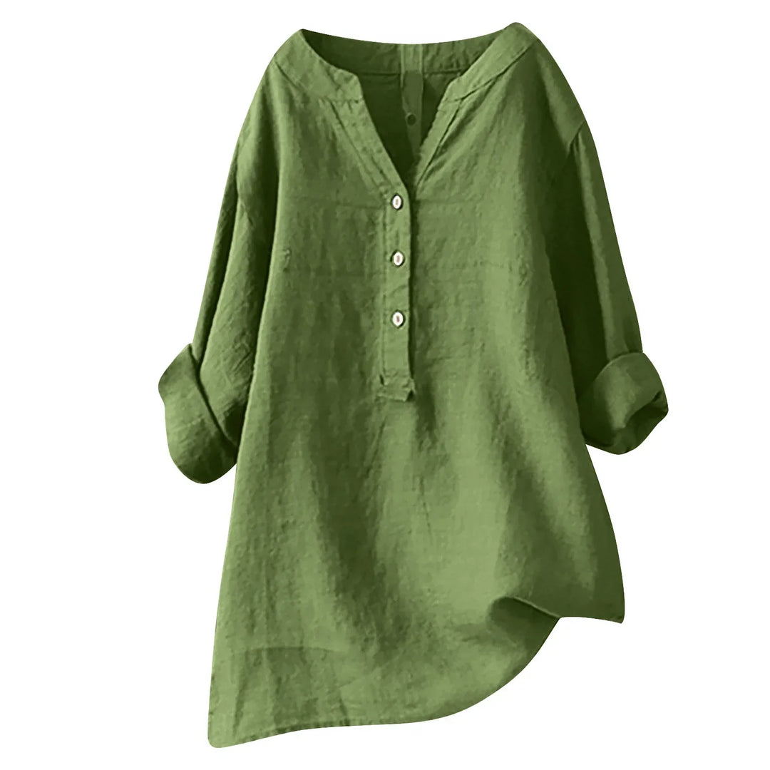 Womens Linen Cotton Summer Shirt Loose Fit