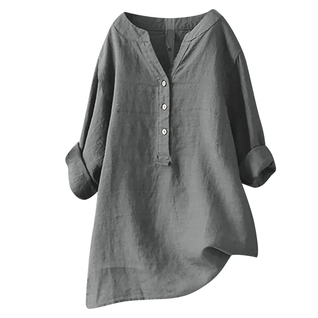 Womens Linen Cotton Summer Shirt Loose Fit
