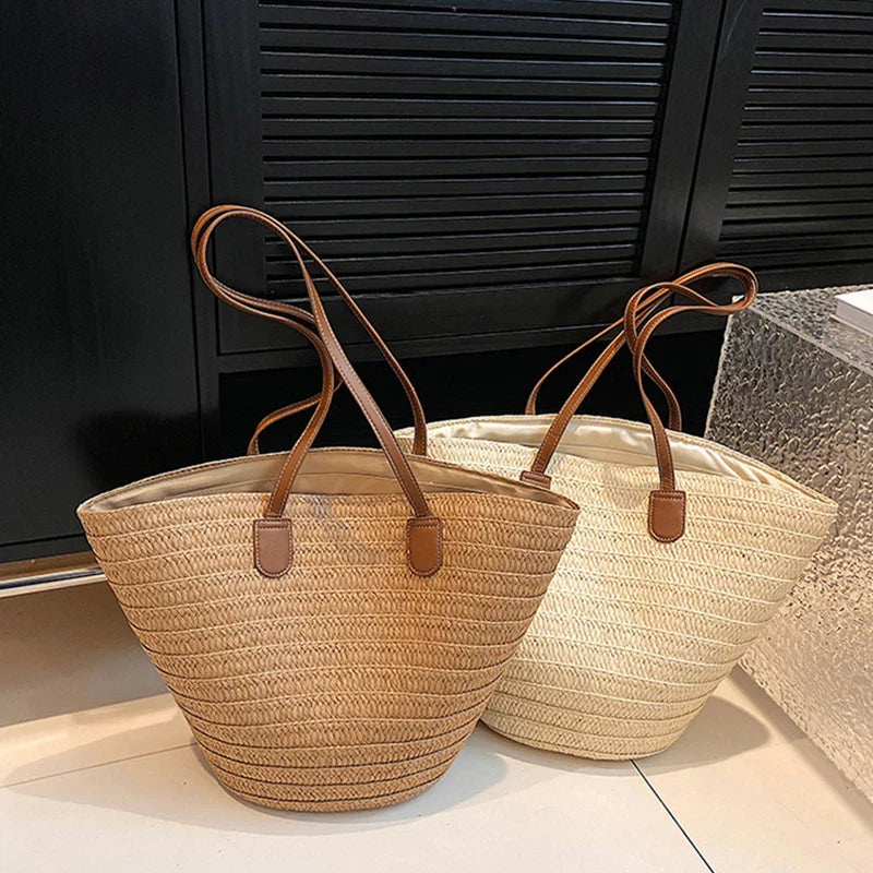 Woven Straw Oversized Shoulder Tote Bag Women