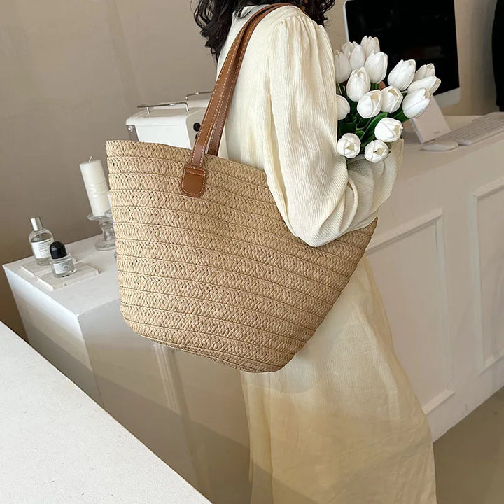 Woven Straw Oversized Shoulder Tote Bag Women
