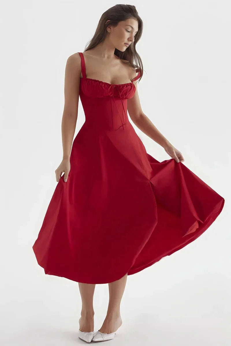 Floral Bustier Maxi Dress Women Corset Ruched Slit