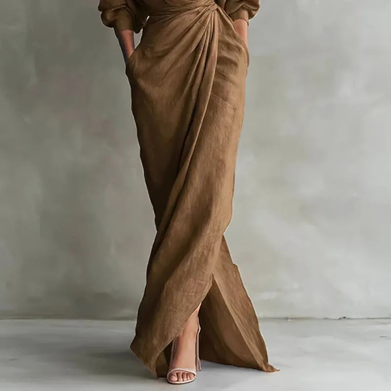 Womens Long Sleeve V Neck Wrap Waist Bodycon Dress