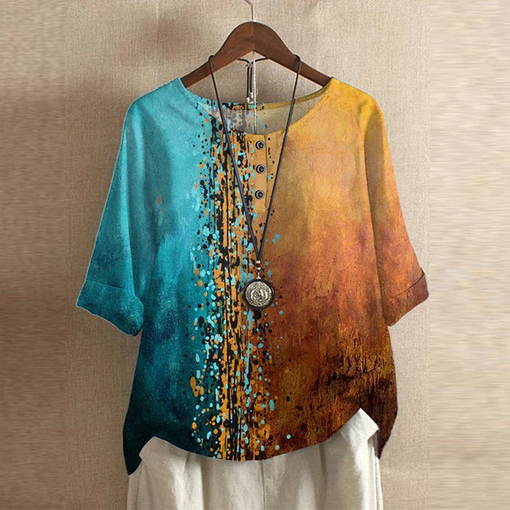 Vintage Floral Blouse Women Relaxed Fit Breathable Casual Elegant
