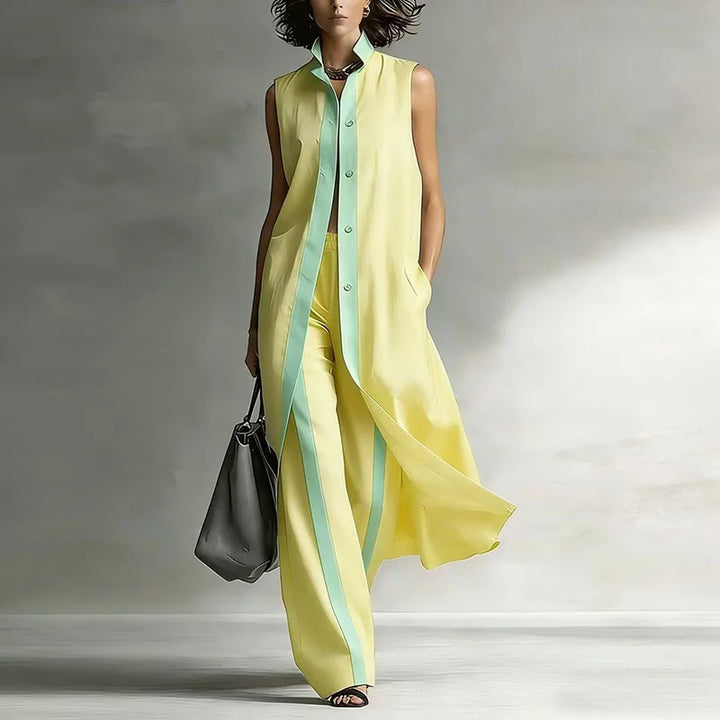 Linen Matching Set Wide Leg Pants and Top Women