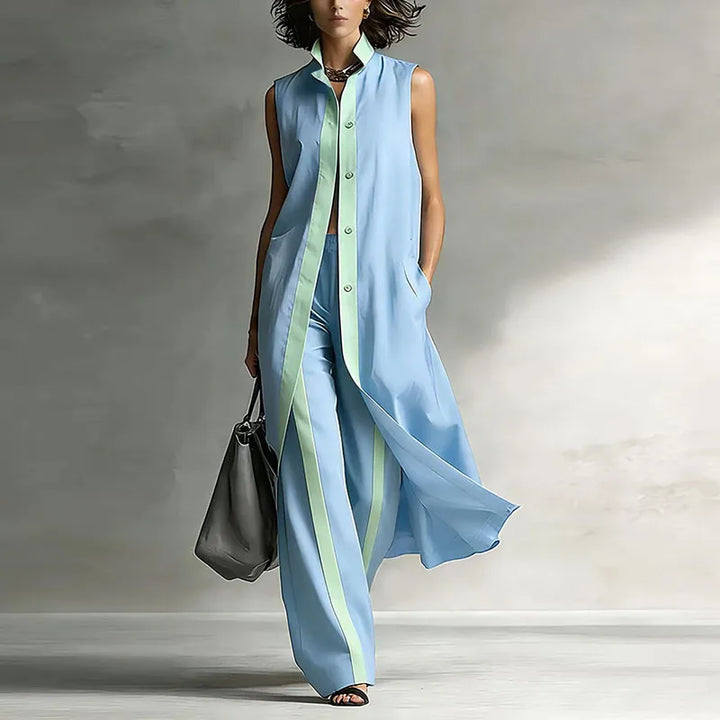 Linen Matching Set Wide Leg Pants and Top Women