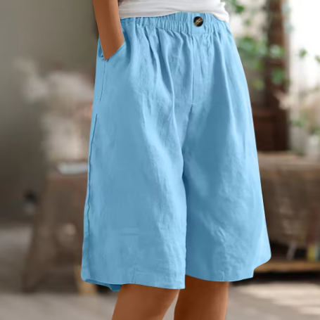 Women's Wide Leg Linen Bermuda Shorts High Waist Knee Length