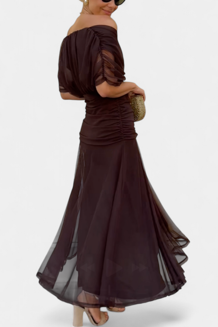 Floral Maxi Dress Women V-Neck Pleated Waist Elegant