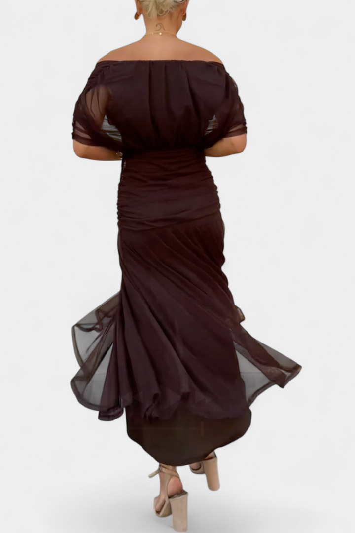 Floral Maxi Dress Women V-Neck Pleated Waist Elegant