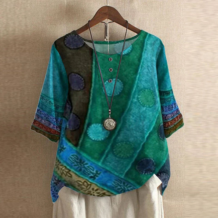Vintage Floral Blouse Women Relaxed Fit Breathable Casual Elegant