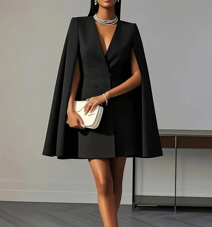 Womens Mini Blazer Dress Double Breasted V Neck