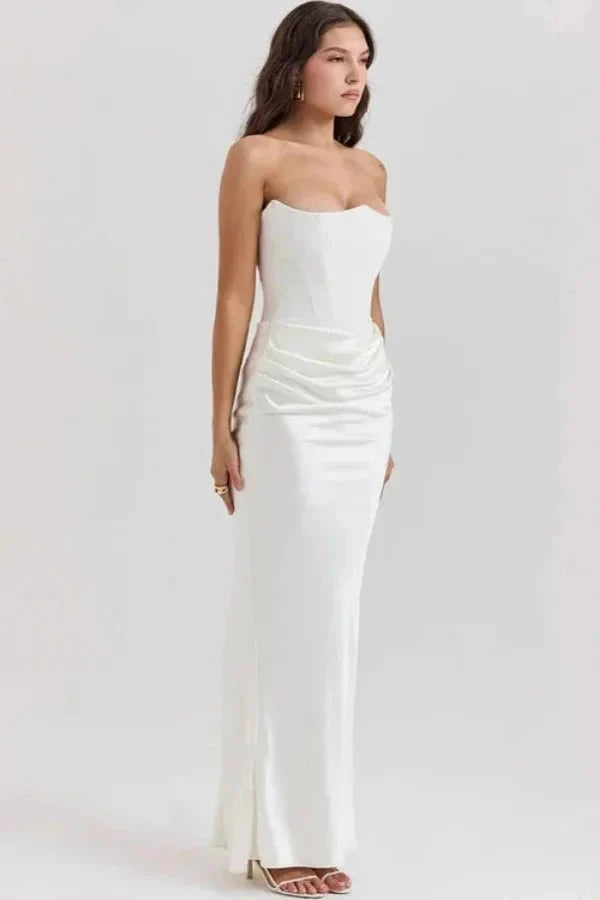 Satin Corset Gown Women Formal Floor Length