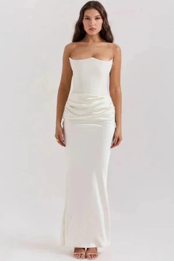 Satin Corset Gown Women Formal Floor Length