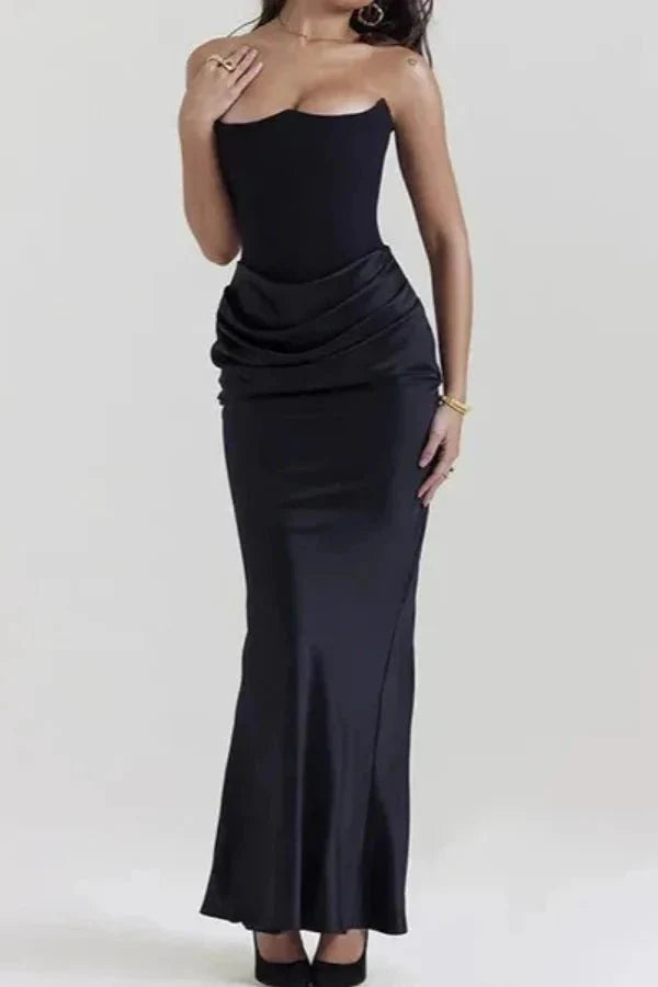 Satin Corset Gown Women Formal Floor Length