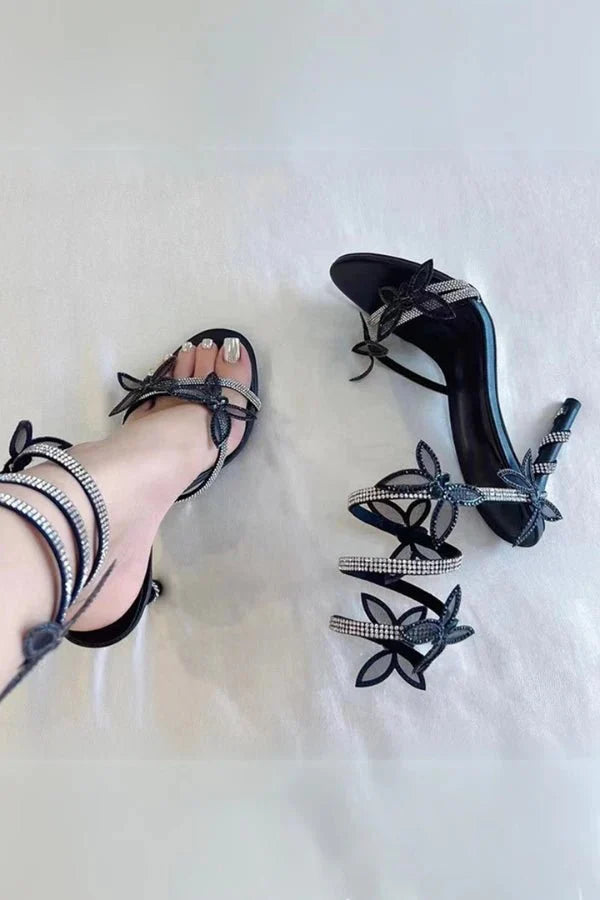 Butterfly Lace-Up Heels Women Bridal