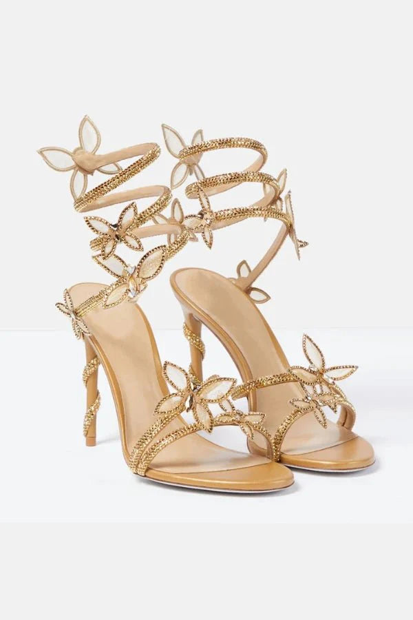 Butterfly Lace-Up Heels Women Bridal