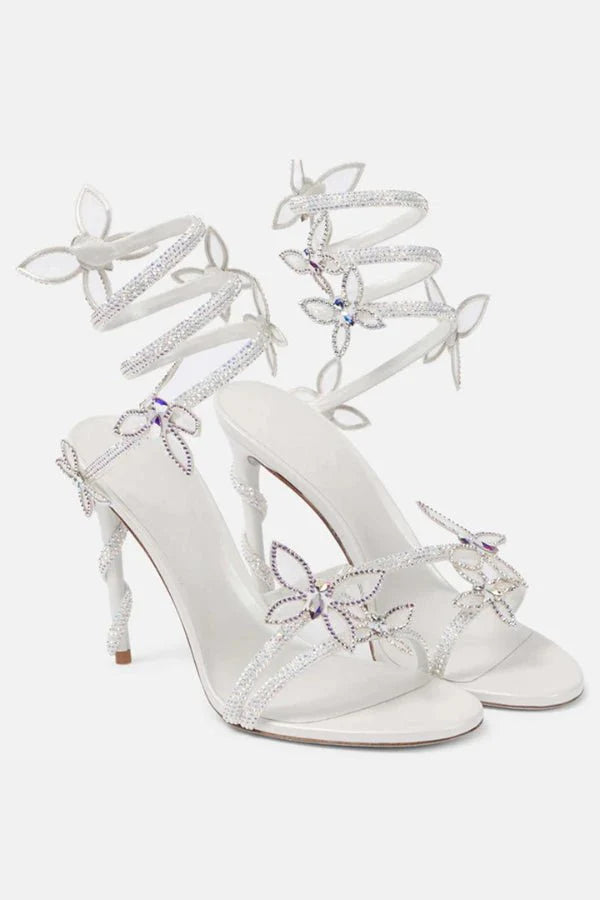 Butterfly Lace-Up Heels Women Bridal