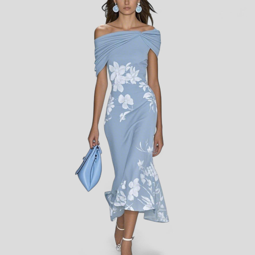 Lindsey Elegant Midi Dress Statement Print