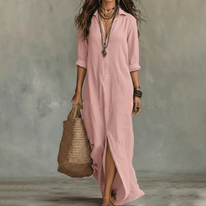 Linen Long Shirt Dress Loose Fit Women