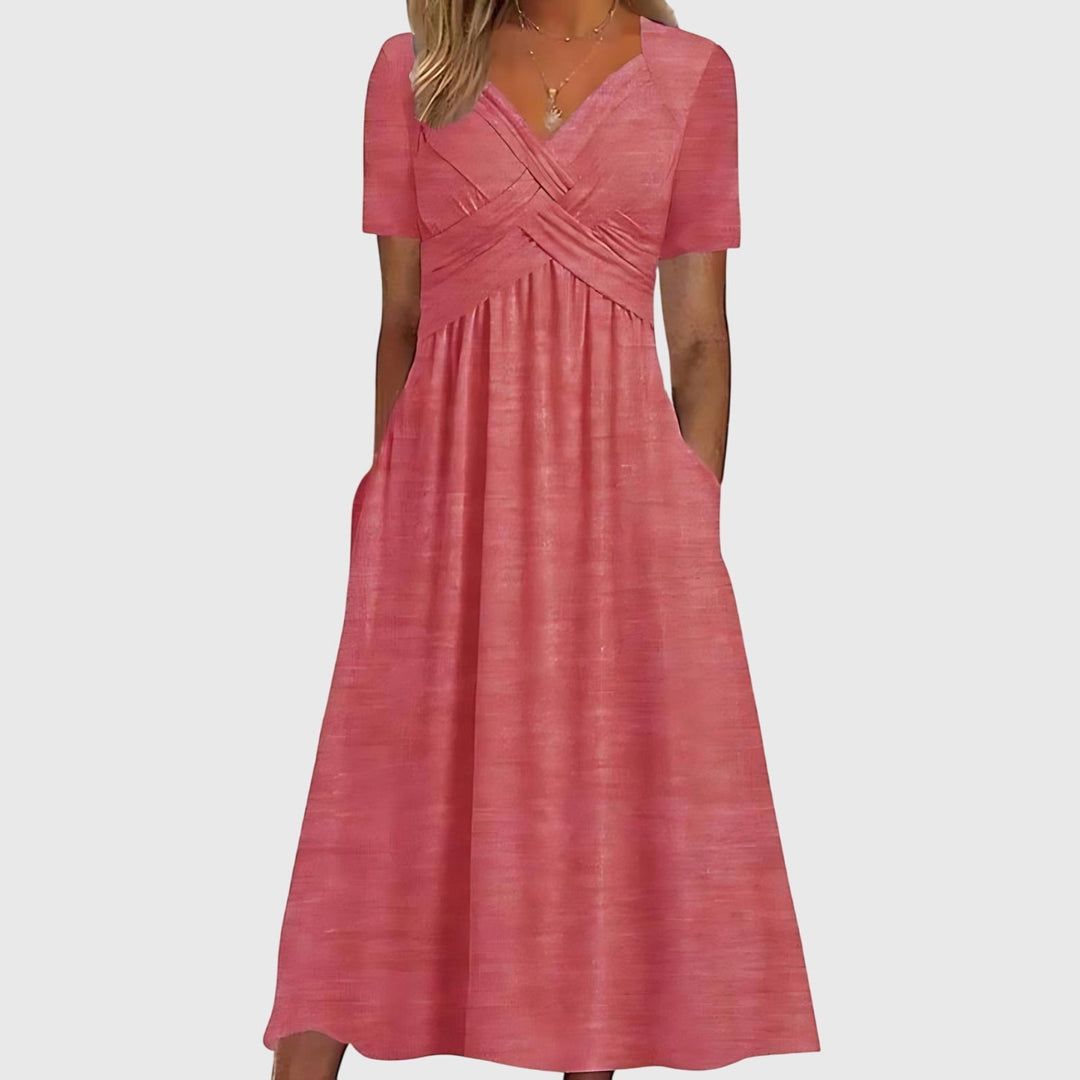 Midi Dress Women A-Line Tummy Control Flattering