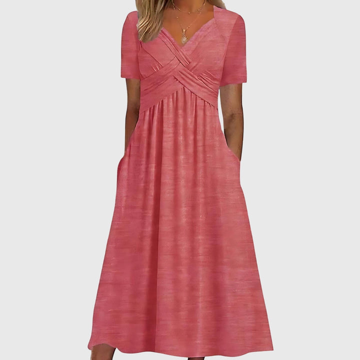 Midi Dress Women A-Line Tummy Control Flattering