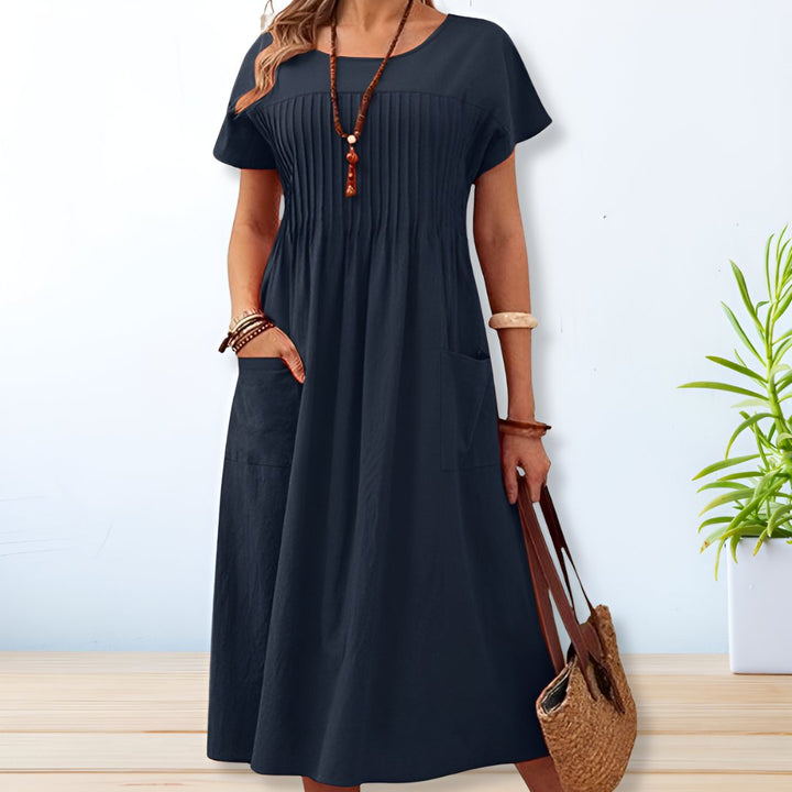 Midi Dress Women Relaxed Fit Pockets Breathable Casual Summer
