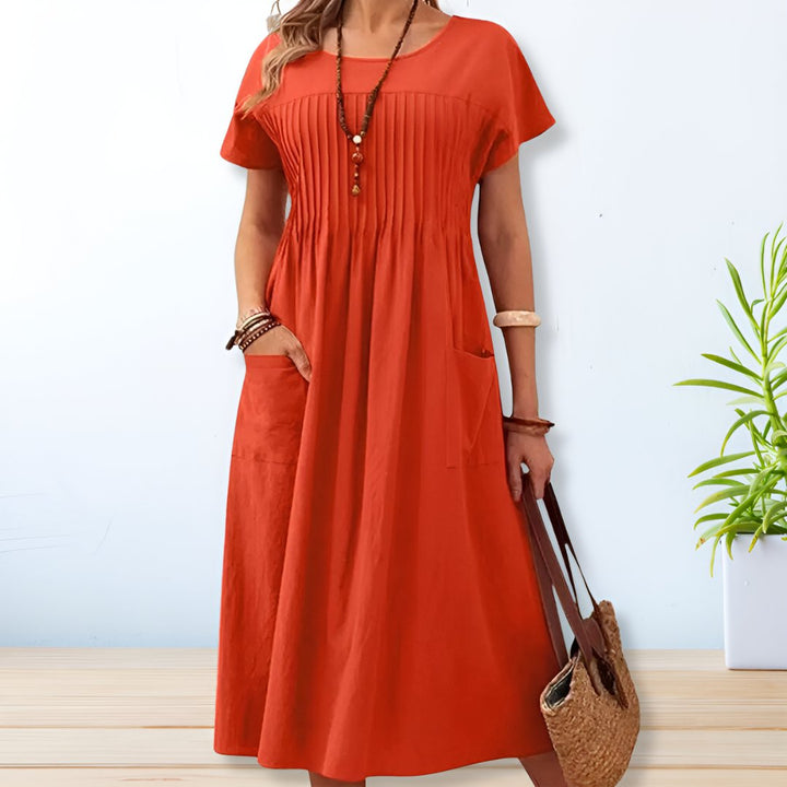Midi Dress Women Relaxed Fit Pockets Breathable Casual Summer