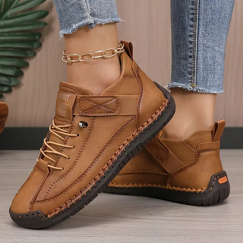 Womens Slip On Leather Sneakers with Arch Support