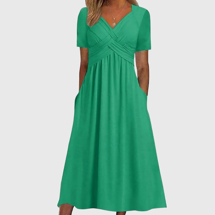Midi Dress Women A-Line Tummy Control Flattering