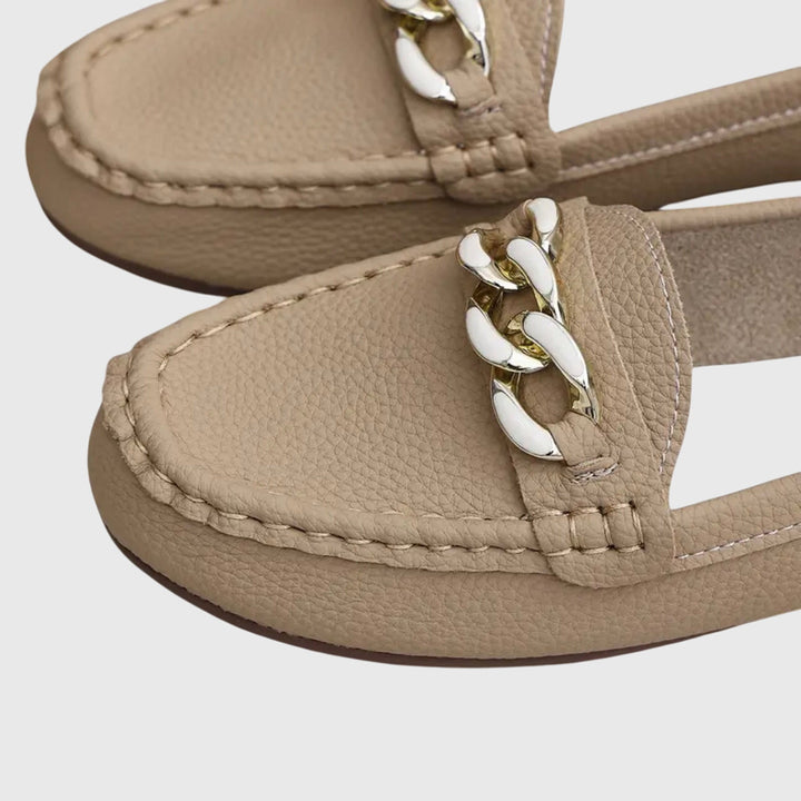 Gold Chain Loafers Women Cushioned Anti-Slip Elegant