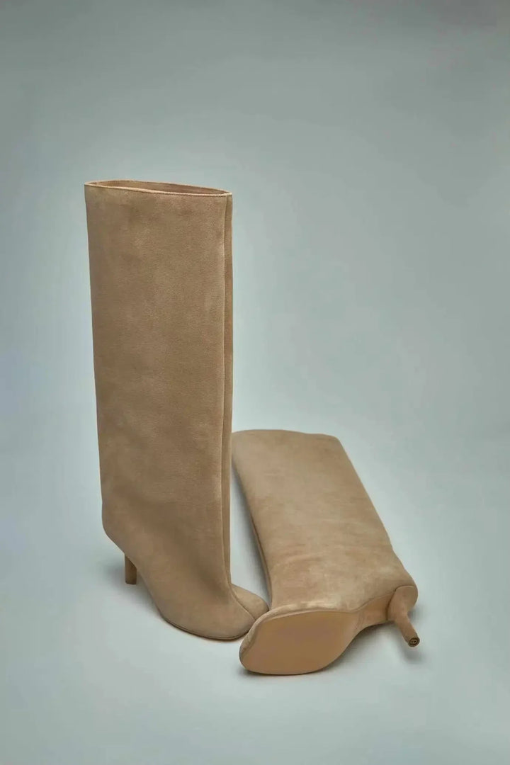 Suede Knee High Boots Women Western Chic
