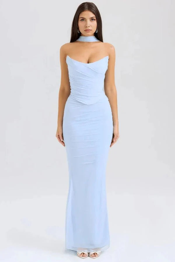 Mesh Corset Mini Dress Strapless Boned Women