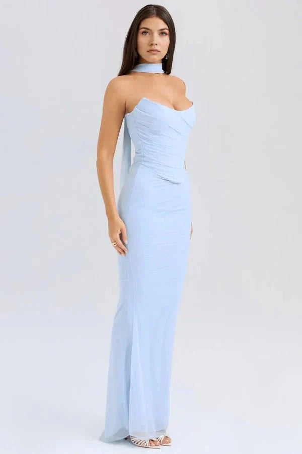 Mesh Corset Mini Dress Strapless Boned Women