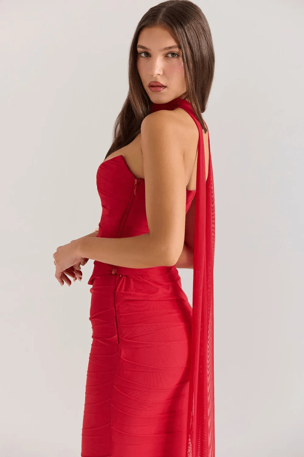 Mesh Corset Mini Dress Strapless Boned Women