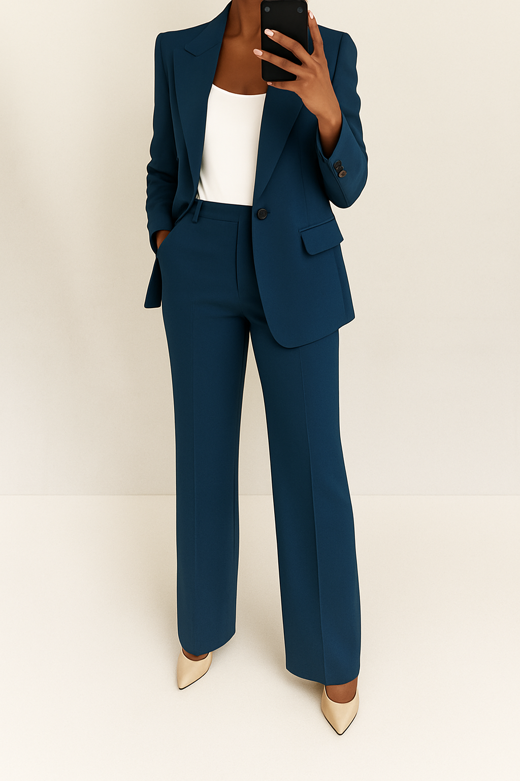 Two-Piece Suit Women Blazer Trousers Tailored Elegant Work Casual