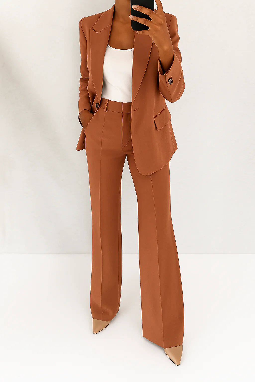 Two-Piece Suit Women Blazer Trousers Tailored Elegant Work Casual