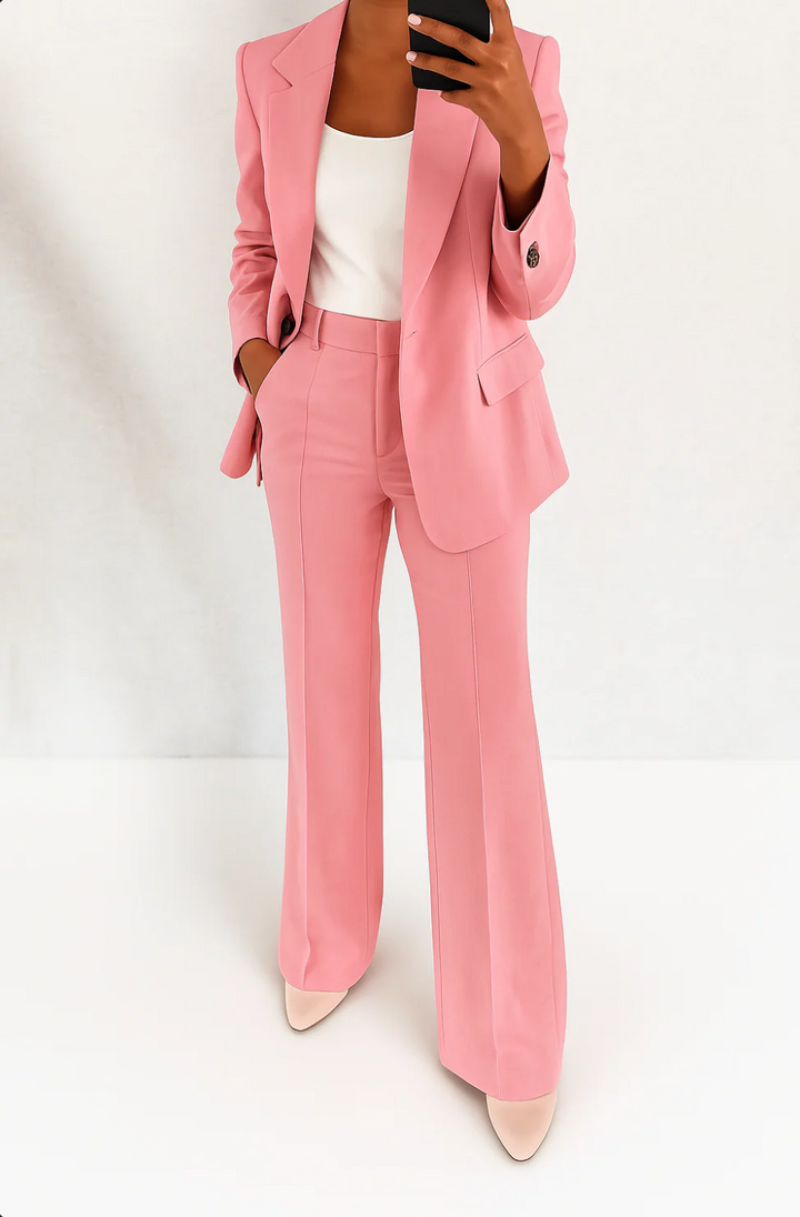 Two-Piece Suit Women Blazer Trousers Tailored Elegant Work Casual