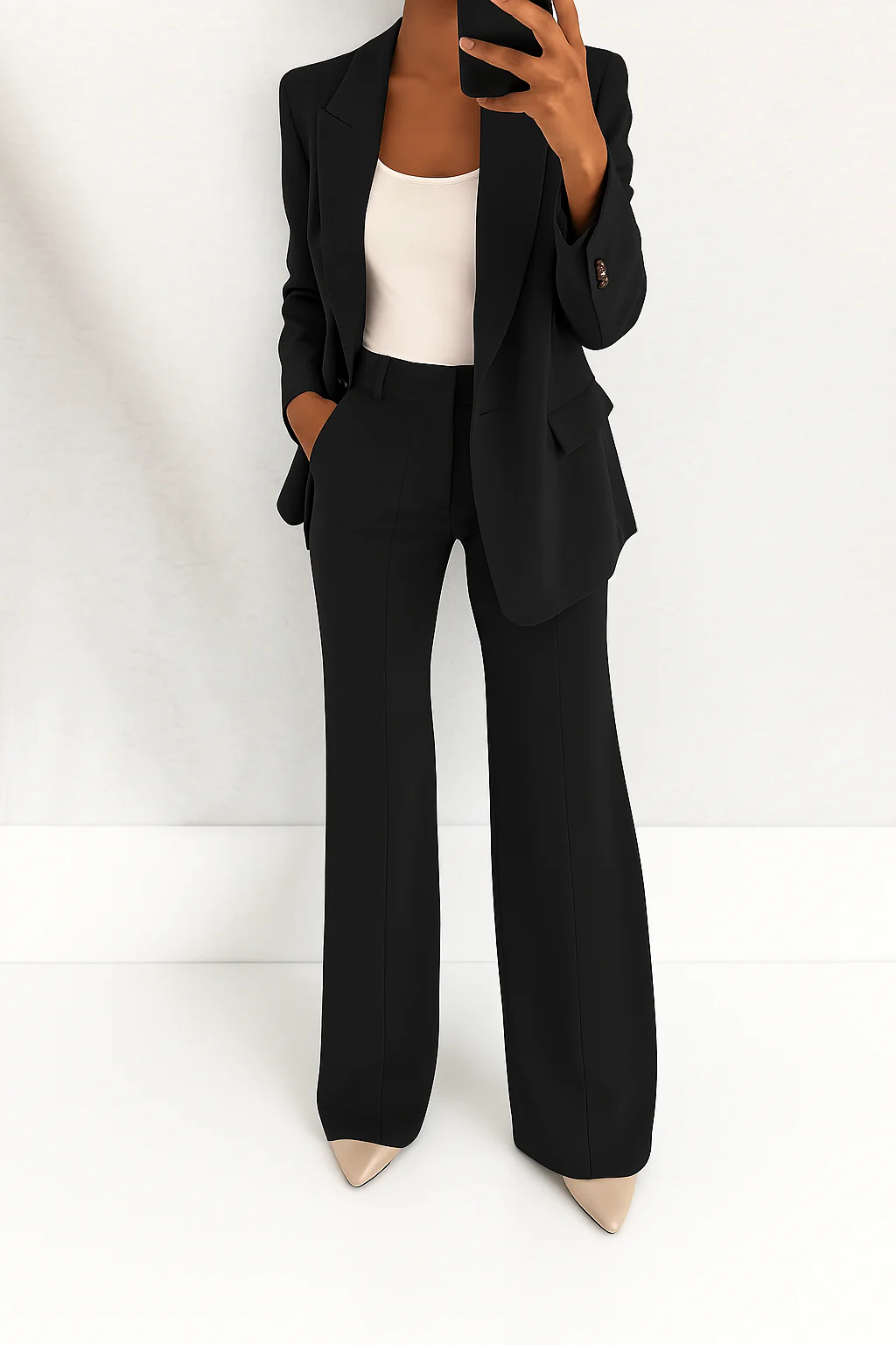 Two-Piece Suit Women Blazer Trousers Tailored Elegant Work Casual