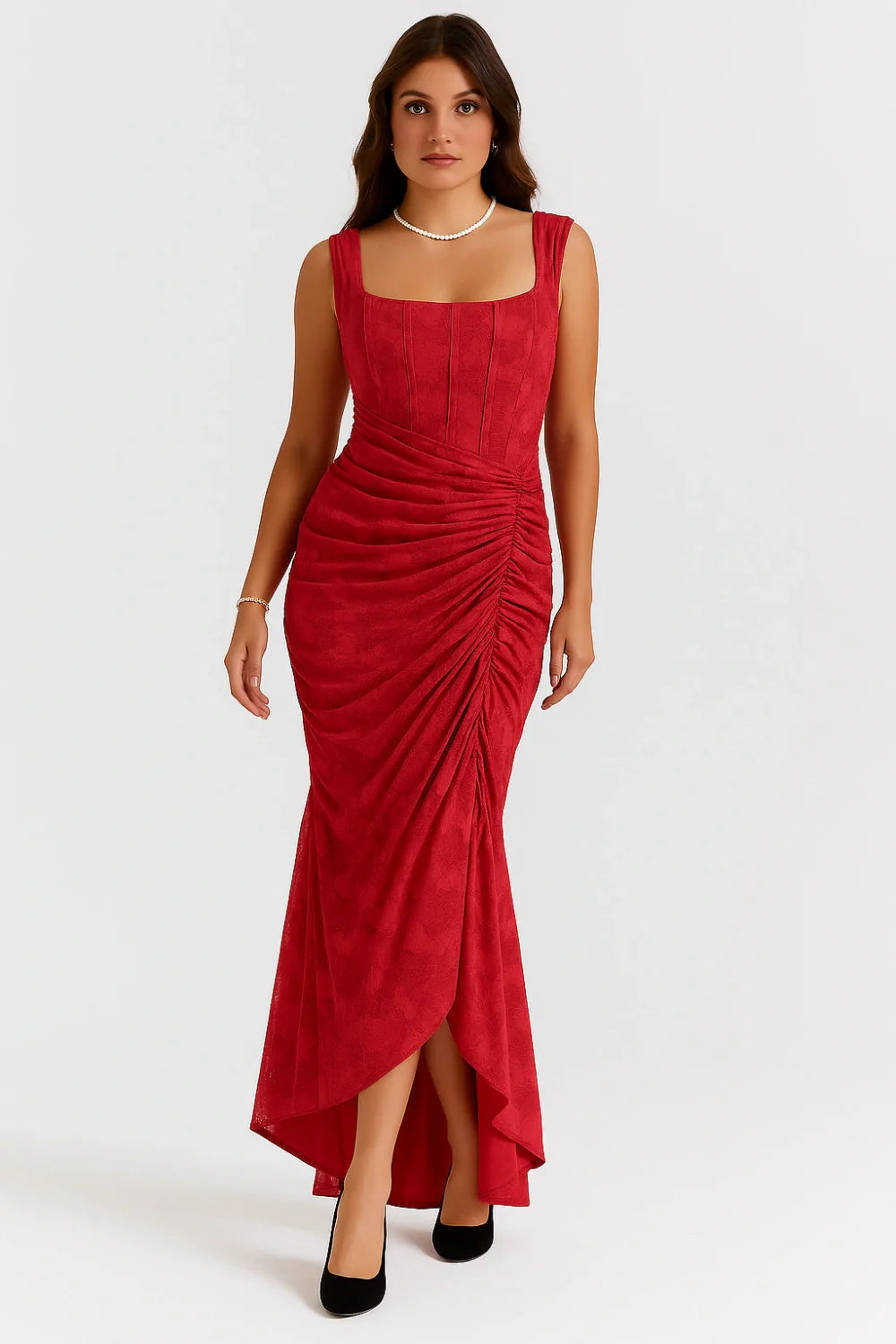Rose Print Georgette Maxi Dress Cupped Lined