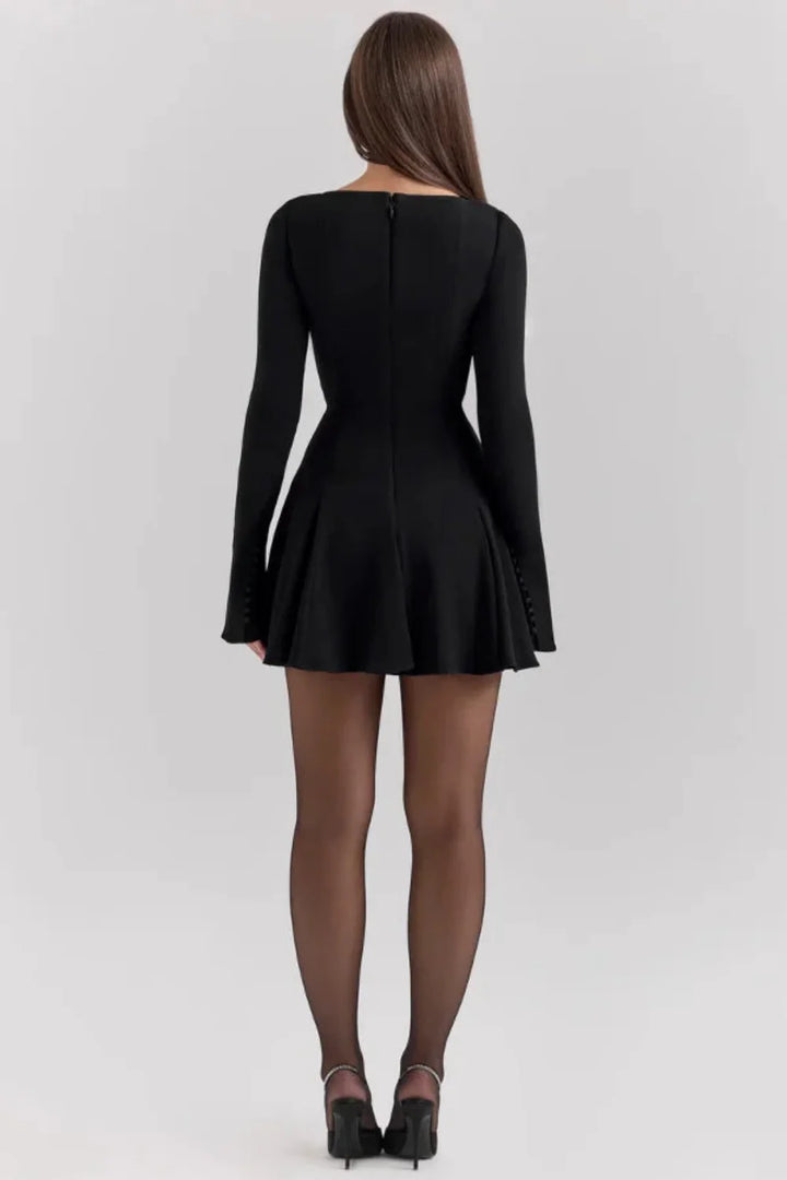Structured Crepe Fit & Flare Dress Women - Black