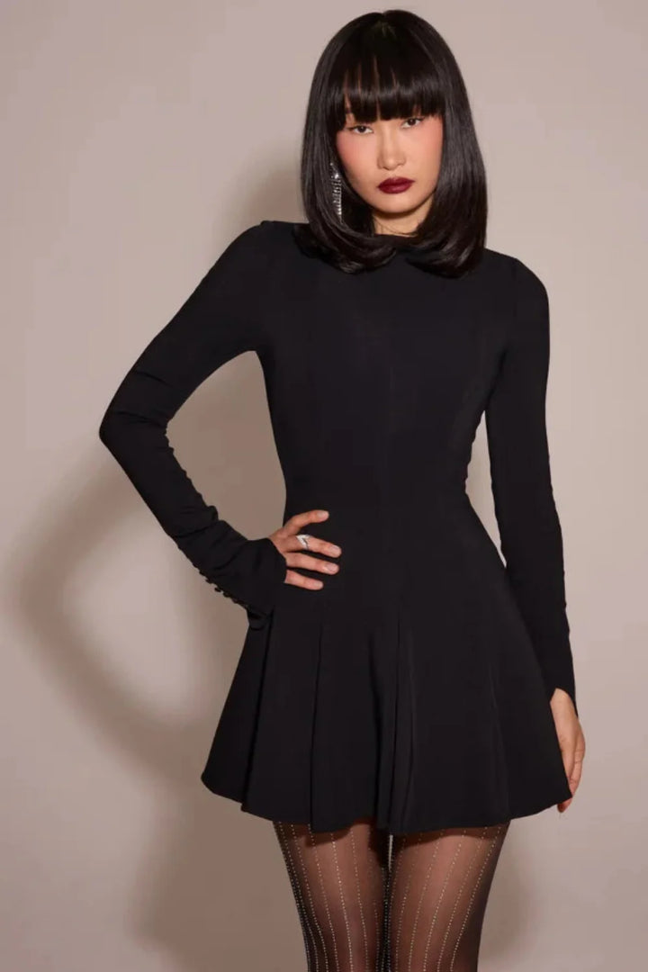 Structured Crepe Fit & Flare Dress Women - Black