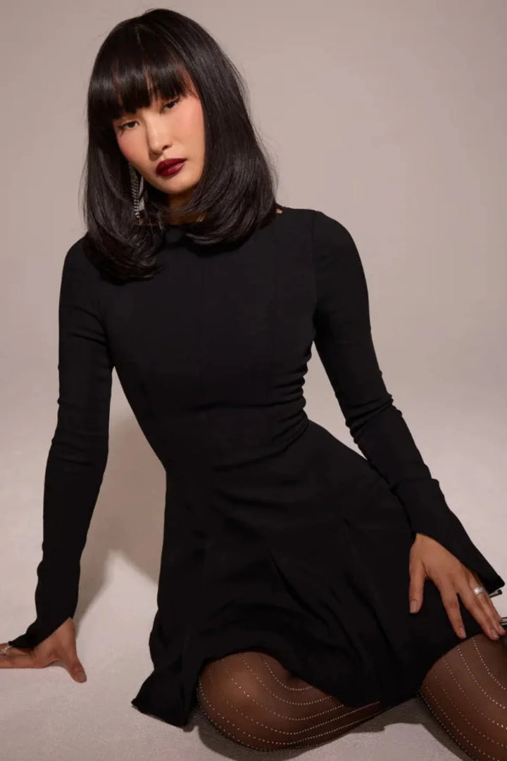 Structured Crepe Fit & Flare Dress Women - Black