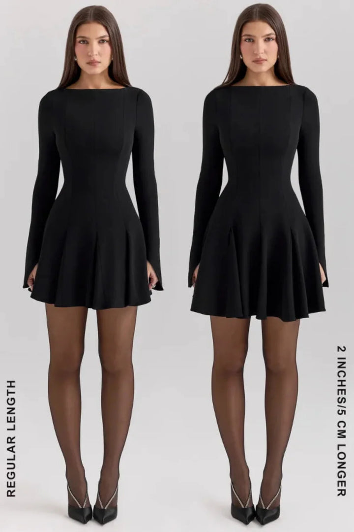 Structured Crepe Fit & Flare Dress Women - Black