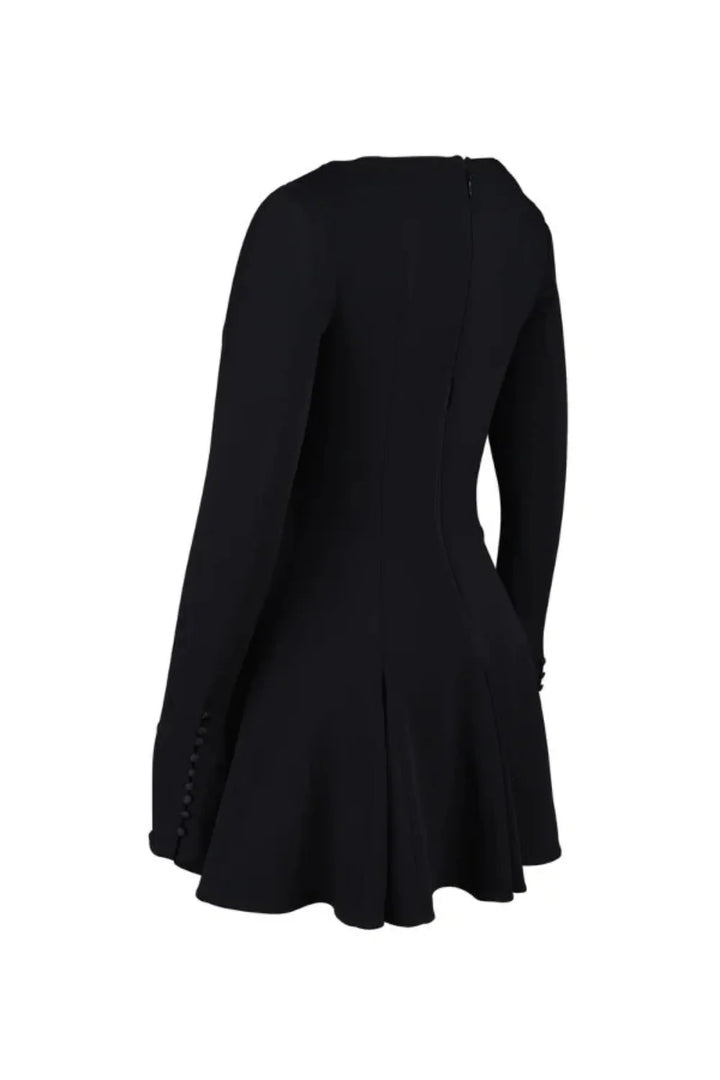Structured Crepe Fit & Flare Dress Women - Black